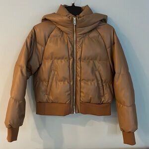 Faux Leather Puffer Jacket